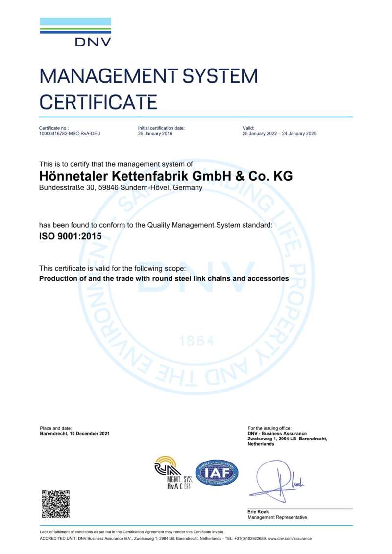 DNV-GL Management System Zertifikat ISO 9001:2015